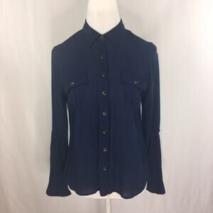 Mine Women’s Juniors Button Down Long Sleeve Shirt Top Size Medium